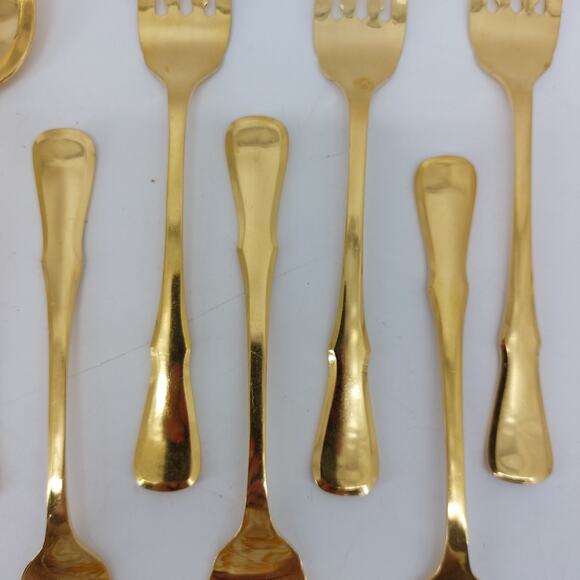 Northland Vintage Gold Tone Flatware 7 Salad Forks 1 Spoon - Picture 6 of 9